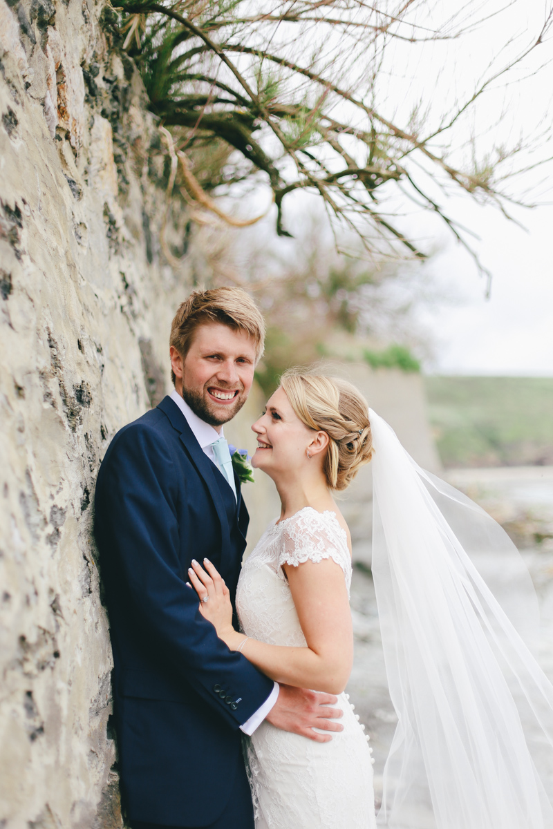 Outdoor wedding portraits at Prussia Cove, Cornwall Wedding by Love Oh Love Photography