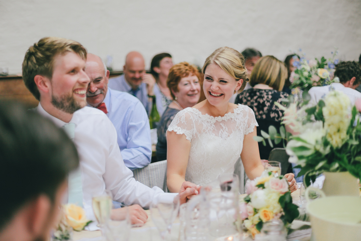 wedding speech reaction at Prussia Cove, Cornwall wedding by Love Oh Love Photography
