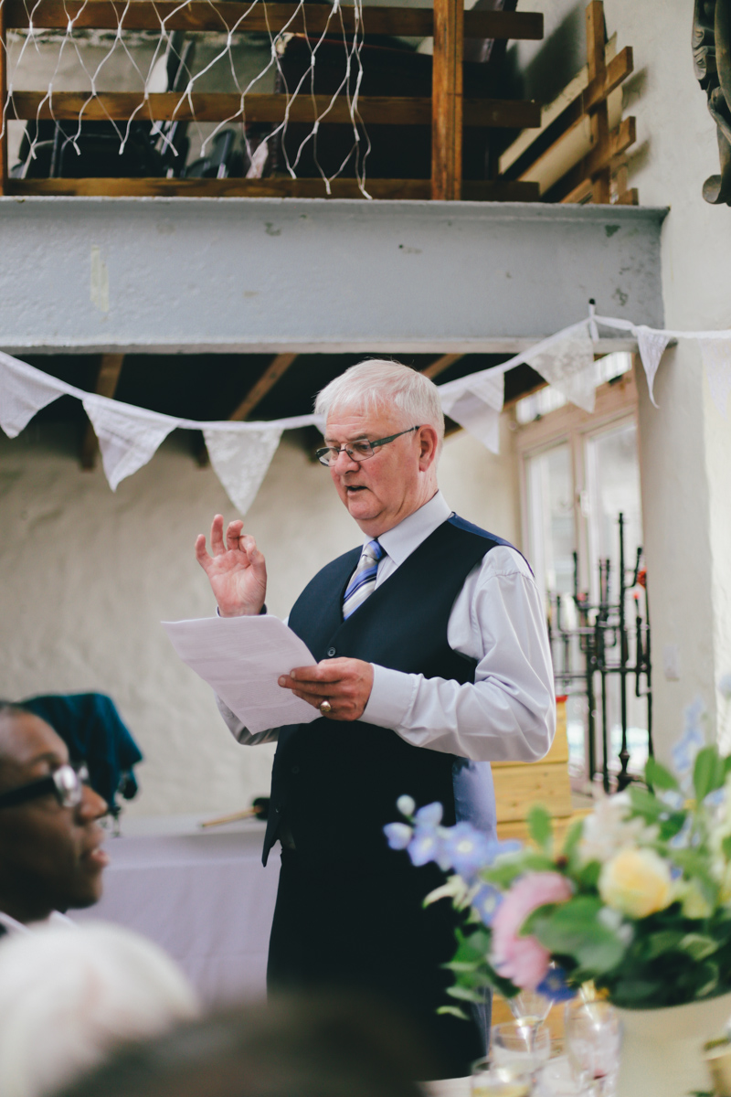 Father of the bride at Prussia Cove, Cornwall wedding by Love Oh Love Photography