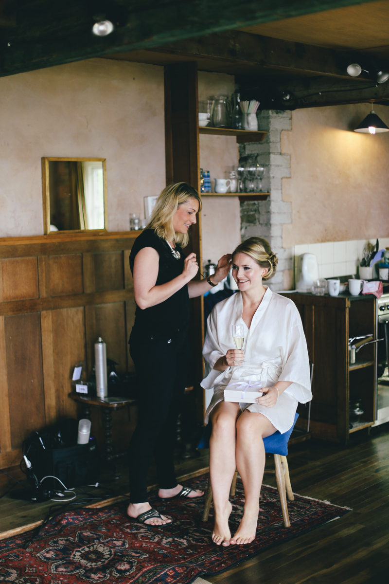 Bridal prep at Prussia Cove, Cornwall wedding by Love Oh Love Photography