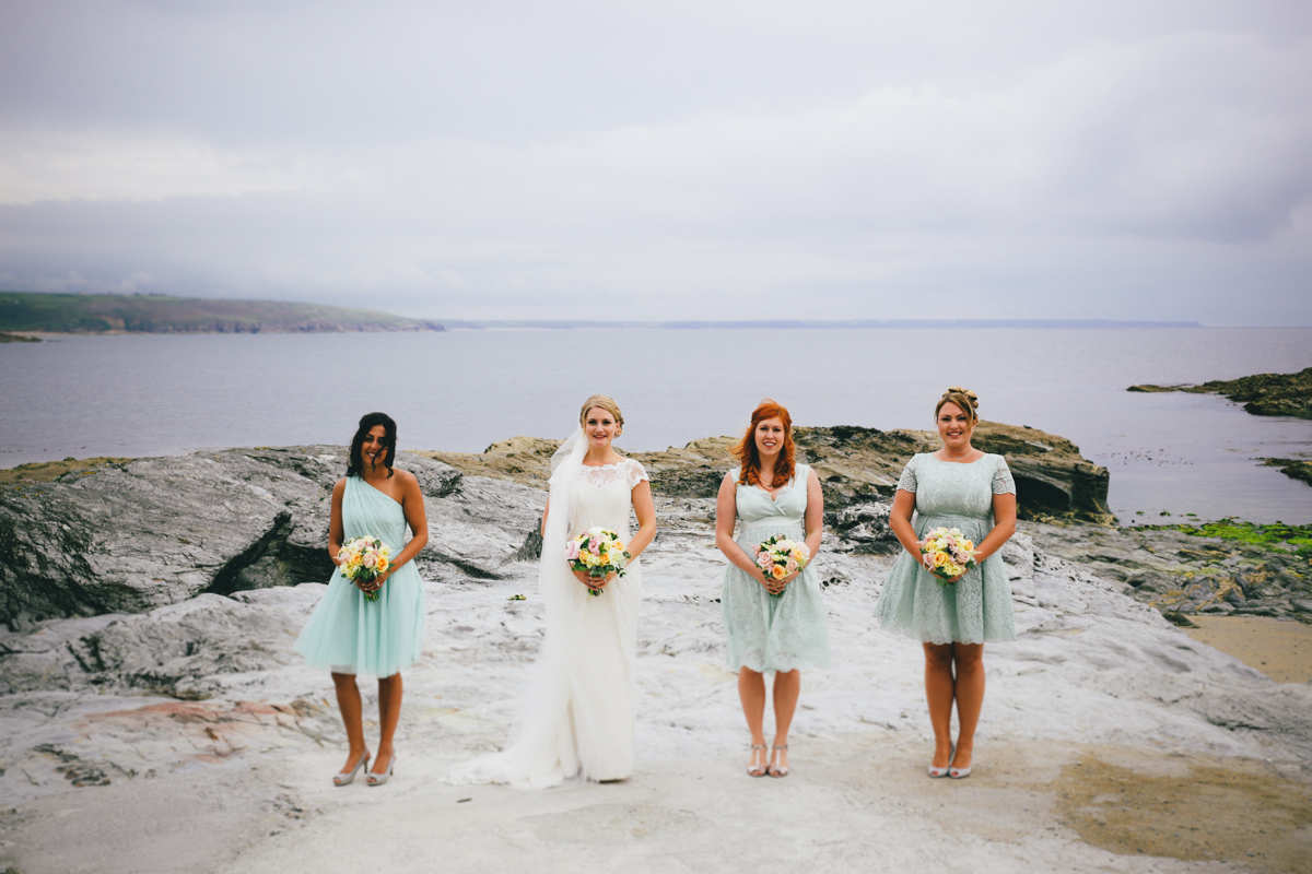 Group shot at Prussia Cove, Cornwall Wedding by Love Oh Love Photography