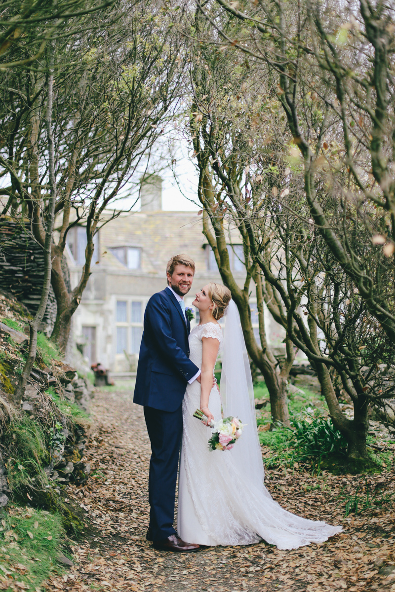 Outdoor bride and groom portraits at Prussia Cove, Cornwall Wedding by Love Oh Love Photography