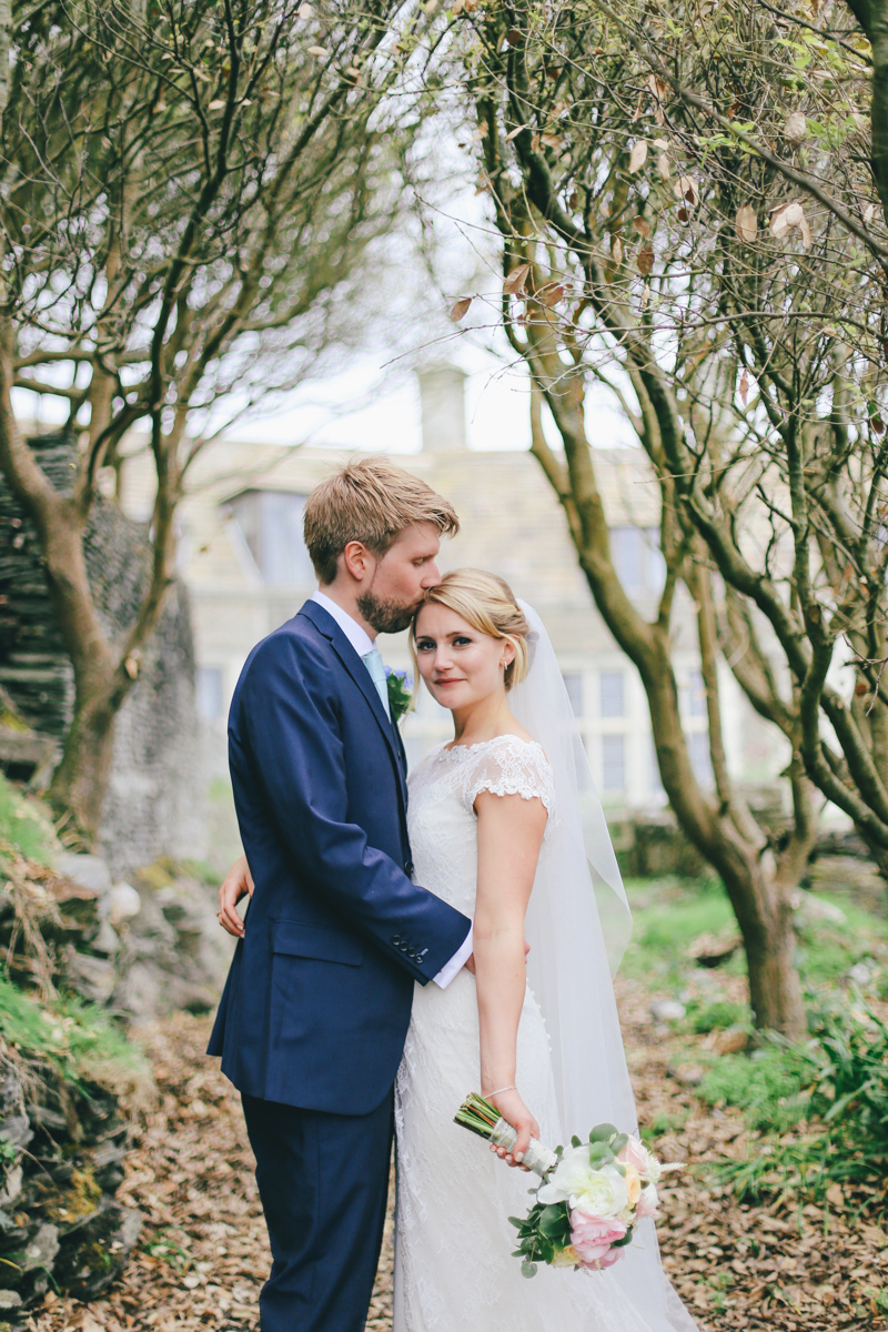 Bride and groom portraits at Prussia Cove, Cornwall Wedding by Love Oh Love Photography
